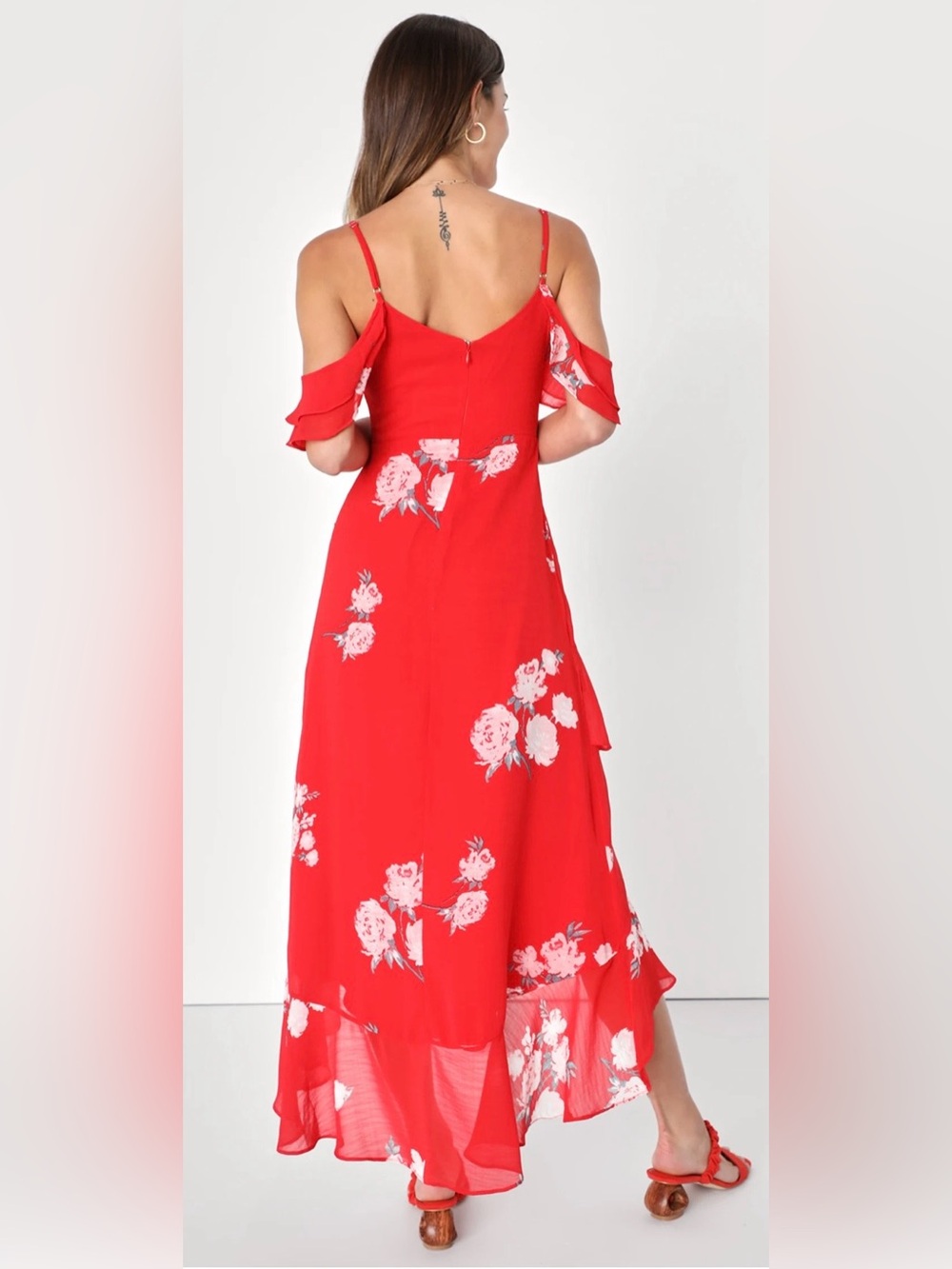 Lulus Vibrant Red Floral Maxi Dress (Size Small) - Picture 2 of 8